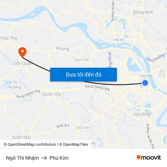 Ngô Thì Nhậm to Phú Kim map