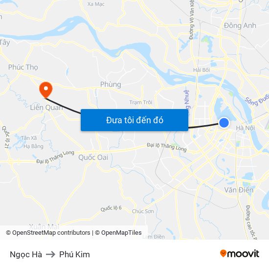 Ngọc Hà to Phú Kim map