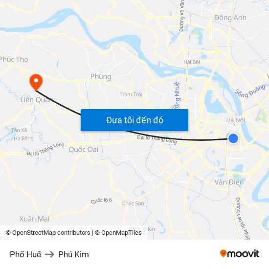 Phố Huế to Phú Kim map