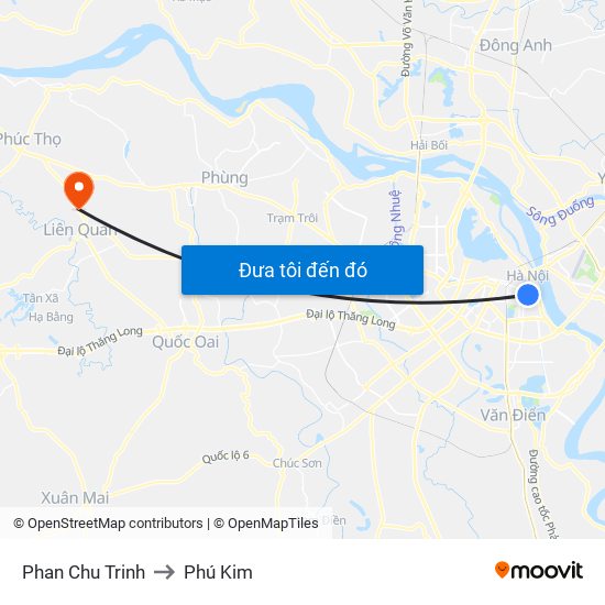 Phan Chu Trinh to Phú Kim map