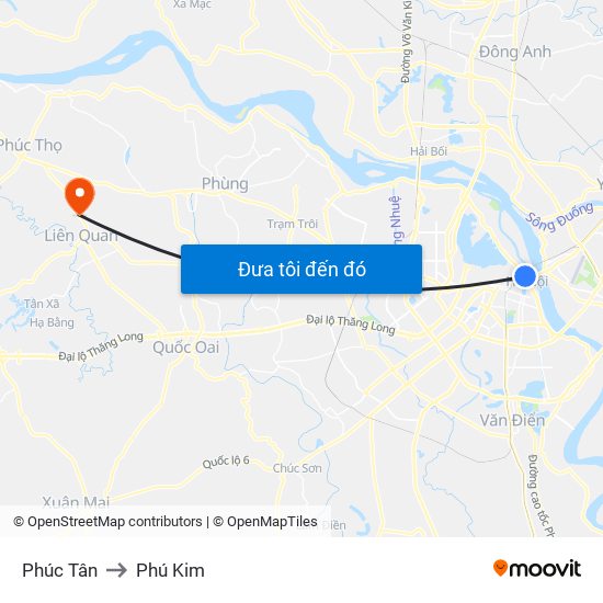 Phúc Tân to Phú Kim map