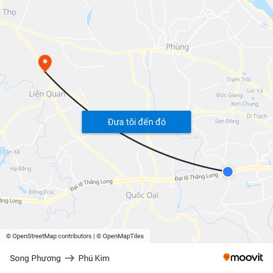 Song Phương to Phú Kim map