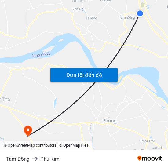 Tam Đồng to Phú Kim map