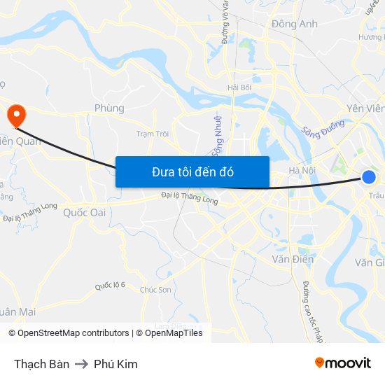 Thạch Bàn to Phú Kim map