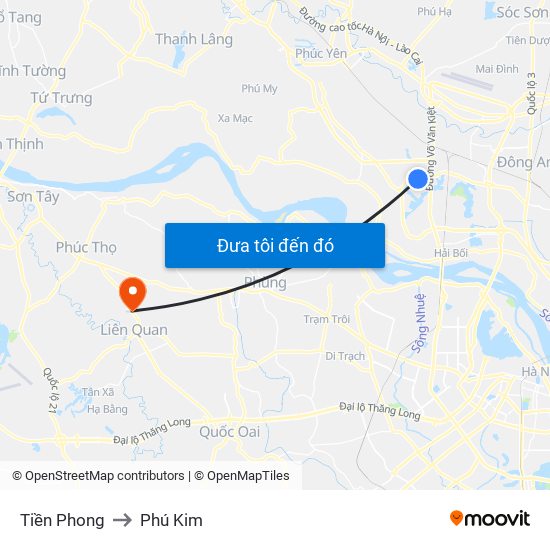 Tiền Phong to Phú Kim map