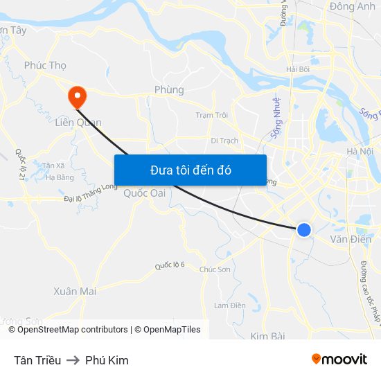 Tân Triều to Phú Kim map
