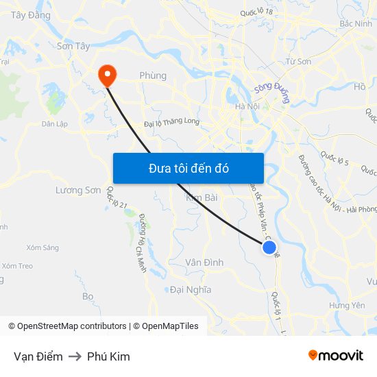 Vạn Điểm to Phú Kim map