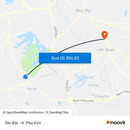 Yên Bài to Phú Kim map