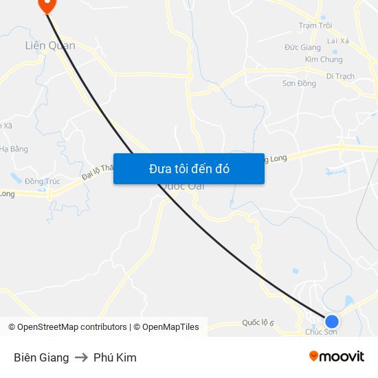 Biên Giang to Phú Kim map