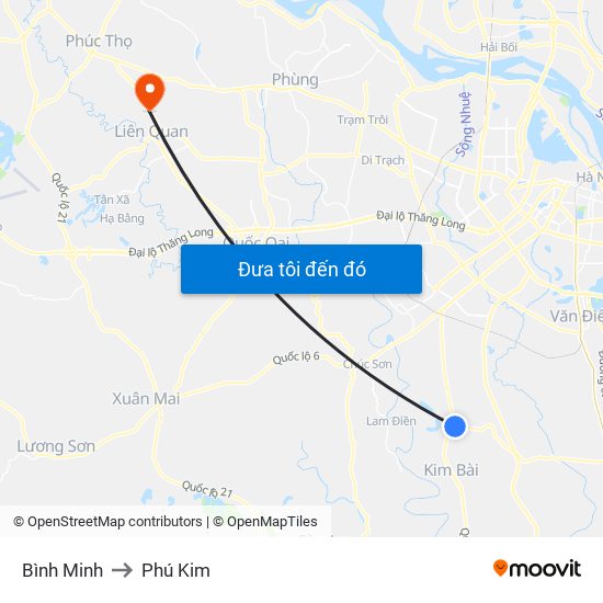 Bình Minh to Phú Kim map