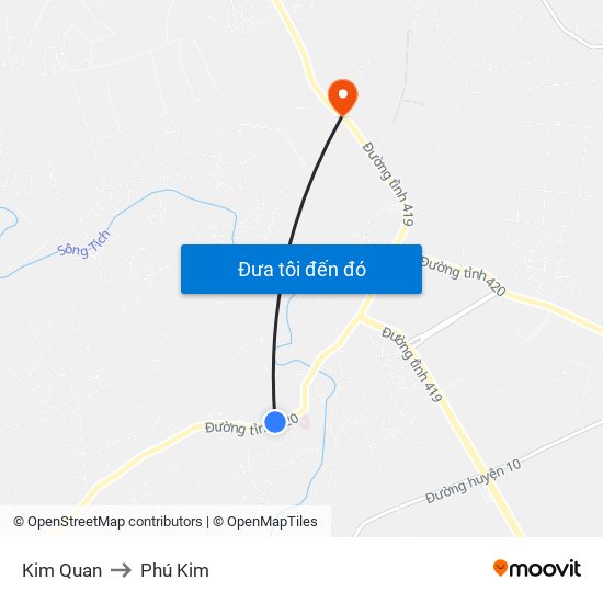 Kim Quan to Phú Kim map