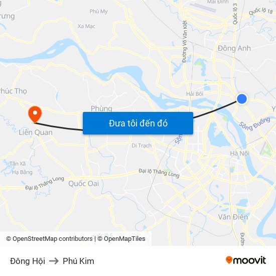 Đông Hội to Phú Kim map