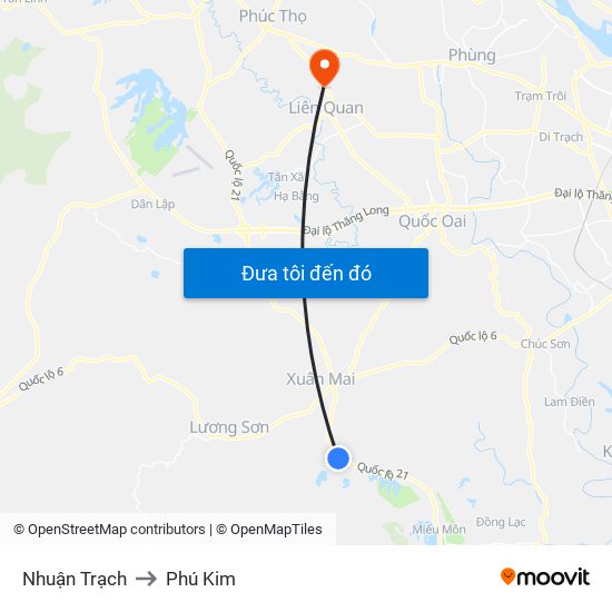 Nhuận Trạch to Phú Kim map