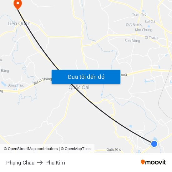 Phụng Châu to Phú Kim map