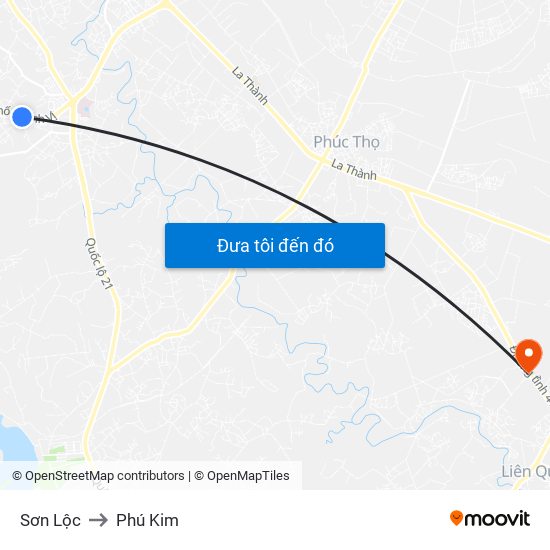 Sơn Lộc to Phú Kim map