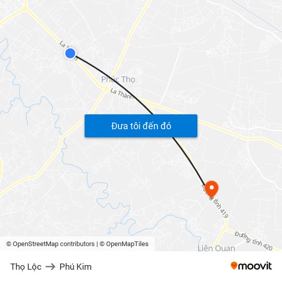 Thọ Lộc to Phú Kim map