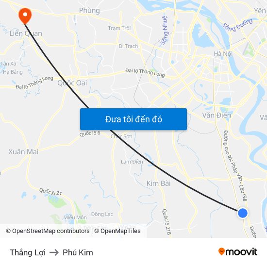 Thắng Lợi to Phú Kim map