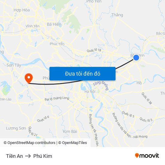 Tiền An to Phú Kim map