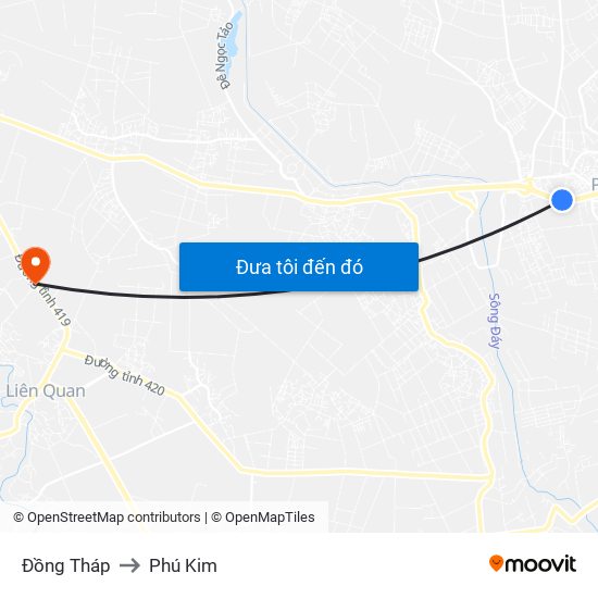 Đồng Tháp to Phú Kim map