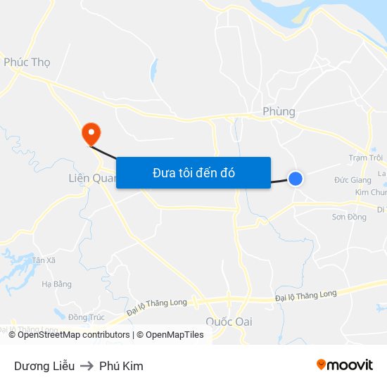 Dương Liễu to Phú Kim map