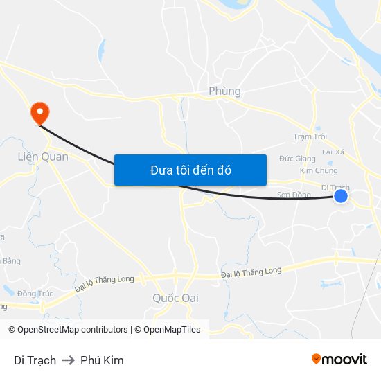 Di Trạch to Phú Kim map