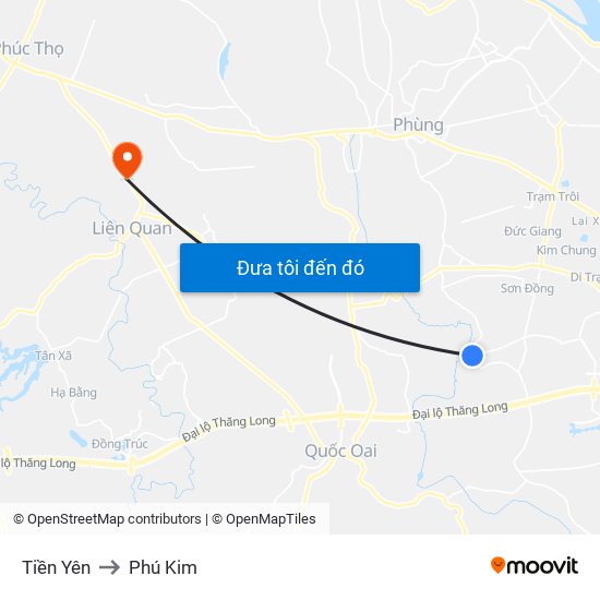 Tiền Yên to Phú Kim map