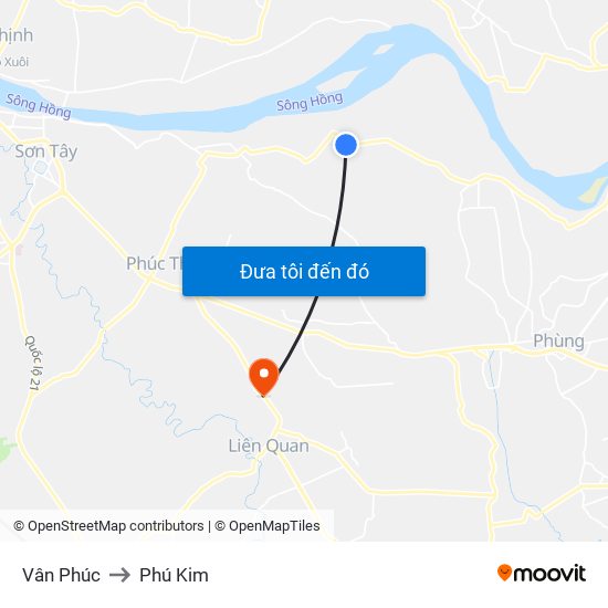 Vân Phúc to Phú Kim map