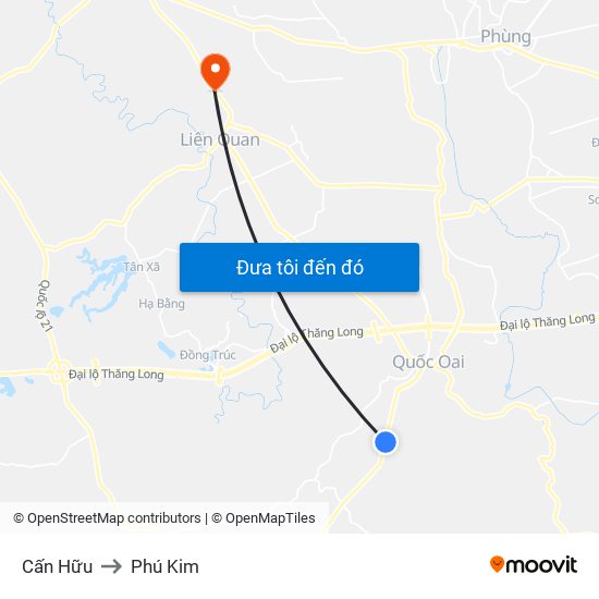 Cấn Hữu to Phú Kim map