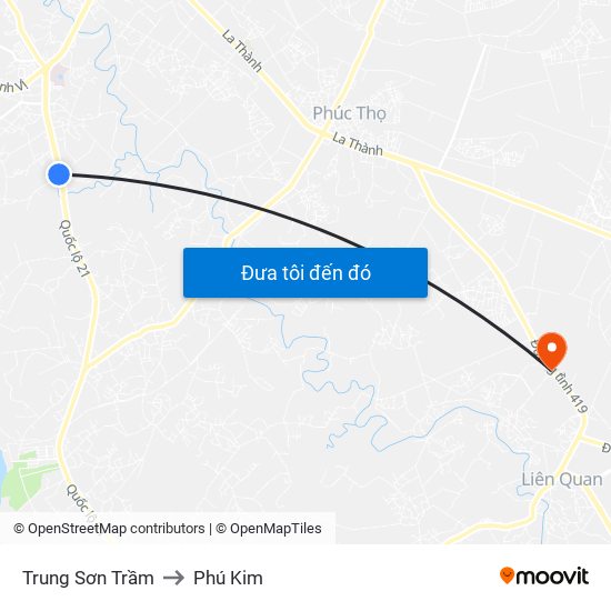 Trung Sơn Trầm to Phú Kim map