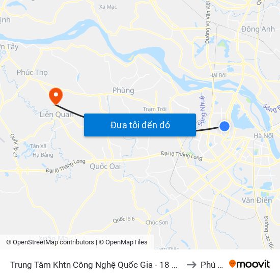 Trung Tâm Khtn Công Nghệ Quốc Gia - 18 Hoàng Quốc Việt to Phú Kim map