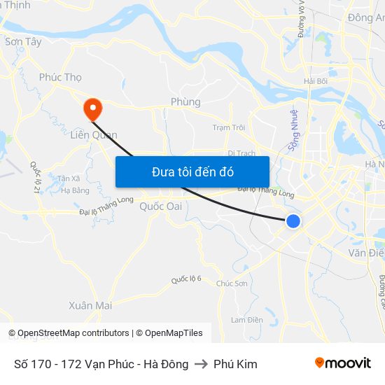 Số 170 - 172 Vạn Phúc - Hà Đông to Phú Kim map