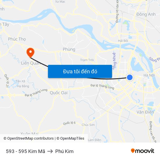 593 - 595 Kim Mã to Phú Kim map