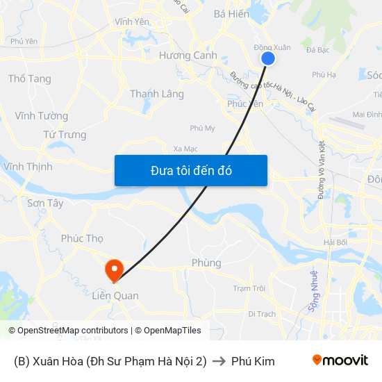 (B) Xuân Hòa (Đh Sư Phạm Hà Nội 2) to Phú Kim map