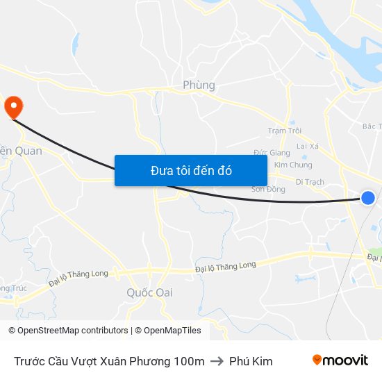Trước Cầu Vượt Xuân Phương 100m to Phú Kim map
