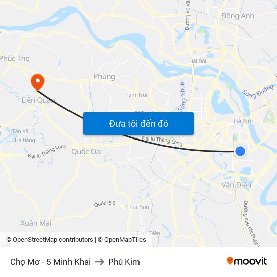 Chợ Mơ - 5 Minh Khai to Phú Kim map
