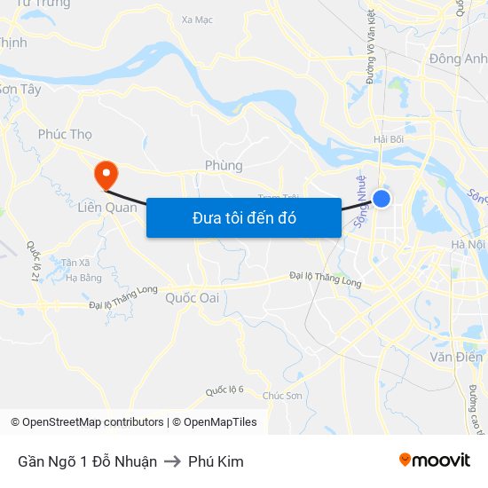 Gần Ngõ 1 Đỗ Nhuận to Phú Kim map