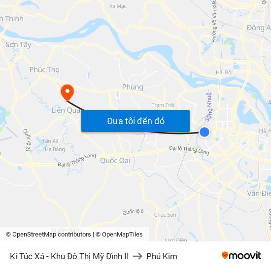 Kí Túc Xá - Khu Đô Thị Mỹ Đình II to Phú Kim map