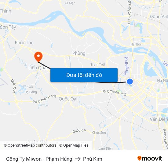 Công Ty Miwon - Phạm Hùng to Phú Kim map