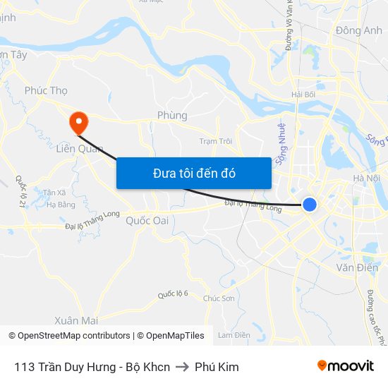 113 Trần Duy Hưng - Bộ Khcn to Phú Kim map