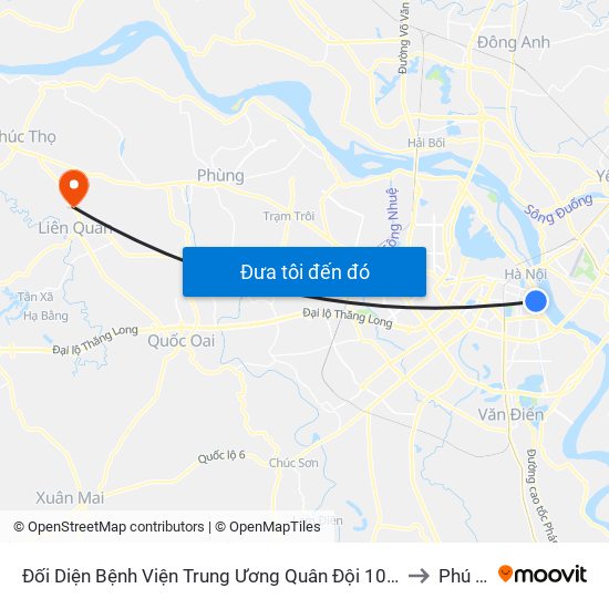 Đối Diện Bệnh Viện Trung Ương Quân Đội 108 - Trần Hưng Đạo to Phú Kim map