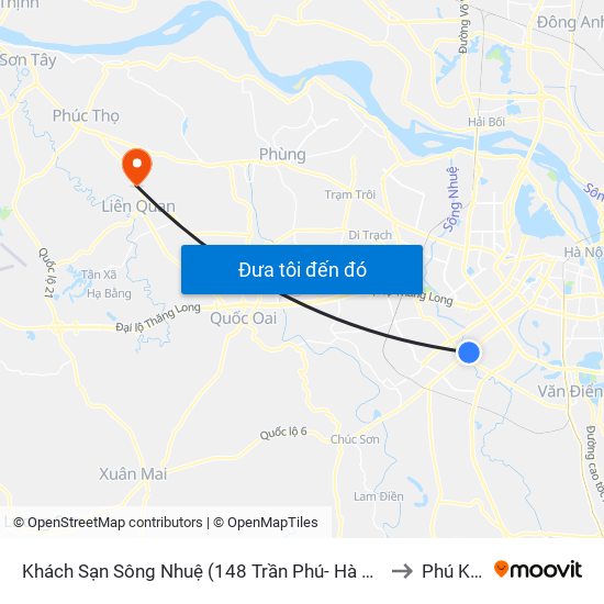 Khách Sạn Sông Nhuệ (148 Trần Phú- Hà Đông) to Phú Kim map
