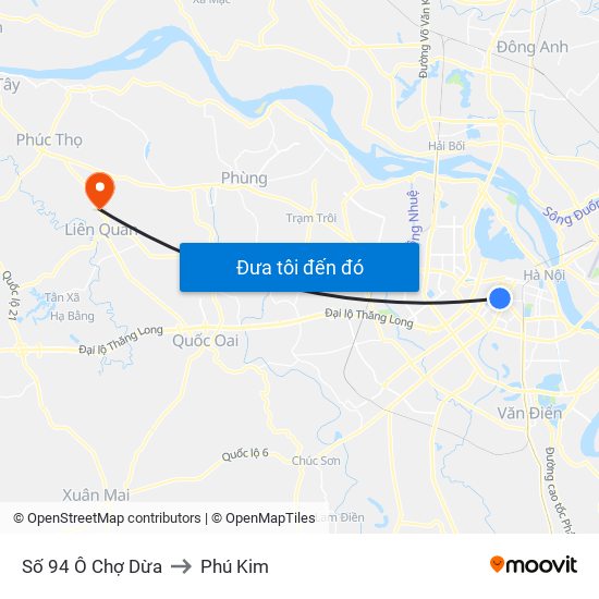 Số 94 Ô Chợ Dừa to Phú Kim map