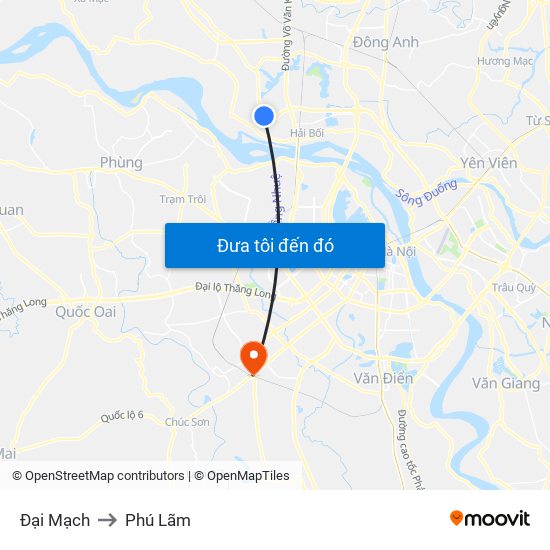 Đại Mạch to Phú Lãm map
