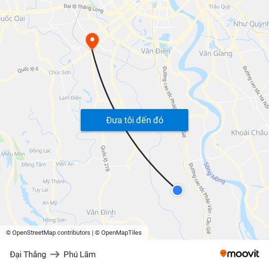 Đại Thắng to Phú Lãm map