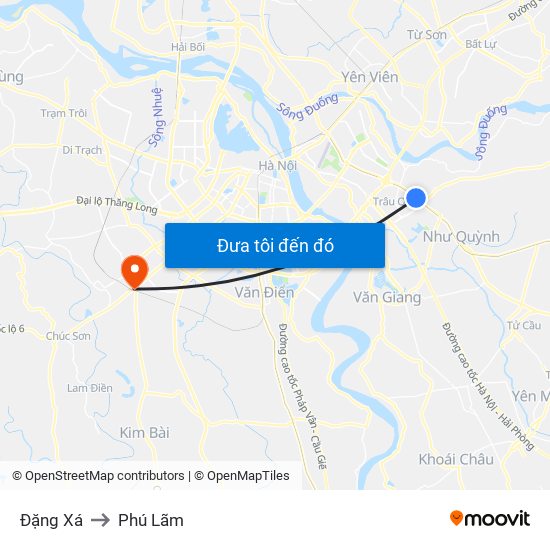 Đặng Xá to Phú Lãm map