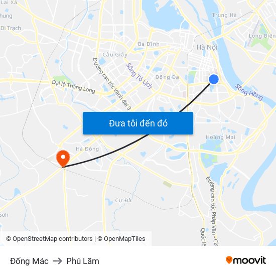 Đống Mác to Phú Lãm map