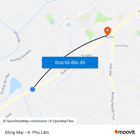 Đồng Mai to Phú Lãm map