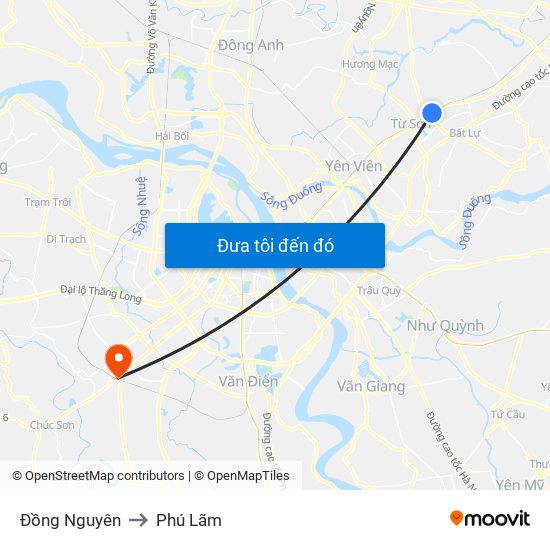 Đồng Nguyên to Phú Lãm map