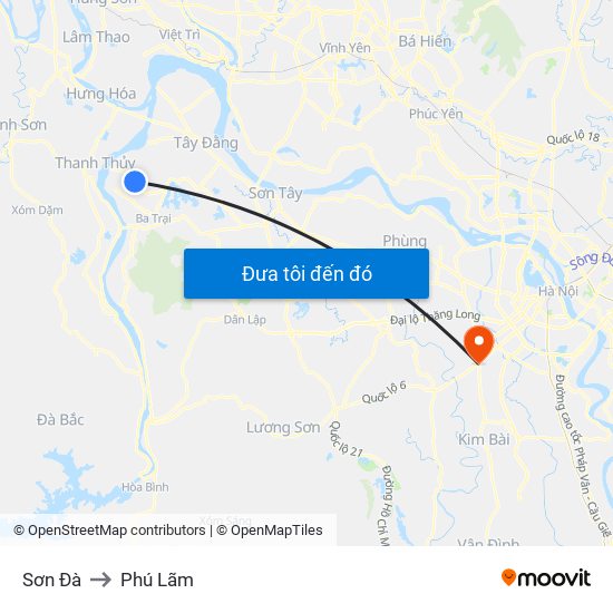 Sơn Đà to Phú Lãm map