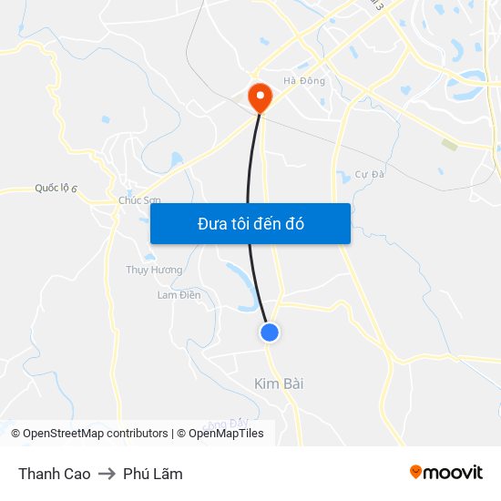 Thanh Cao to Phú Lãm map